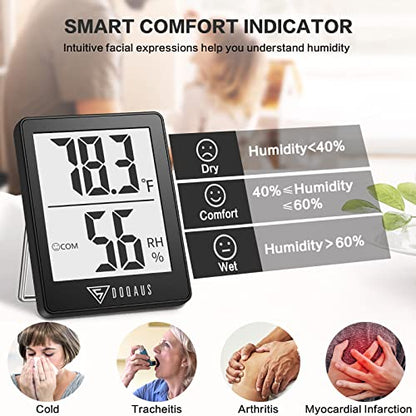 DOQAUS Digital Hygrometer Indoor Thermometer Humidity Meter Room Thermometer with 5s Fast Refresh Accurate Temperature Humidity Monitor for Home, Bedroom, Baby Room, Office, Greenhouse, Cellar (Black) - color: Black
