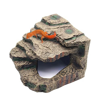 Turtle Basking Platform Habitat Hiding Cave Reptile Habitat Climbing Resin Fish Tank Aquarium Ornament for Lizards, Frogs, Snakes,Chameleon