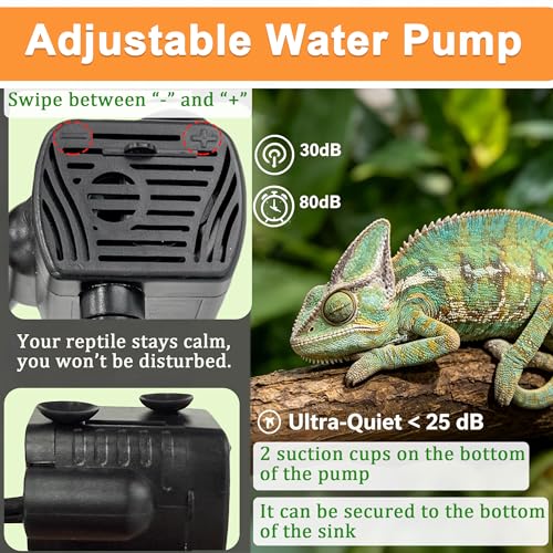 PurifyLogix 3 in 1 Reptile Water Fountain with Food Dish & Hideout, 550ML Reptile Waterfall Drinking Fountain, Reptile Water Dispenser for Bearded Dragon, Gecko, Lizard, Chameleon, Natural Resin