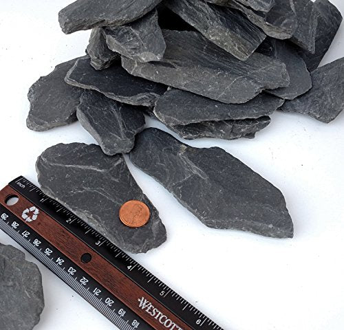 Natural Slate Stone 3 to 5 Inches - USA Sourced and Packaged for Aquascaping Aquariums, Terrariums, Paludariums, Reptiles, Wargaming, Model Railroads, Miniature Gardens, Mosaic Art (12lbs) - size: 12 Pounds