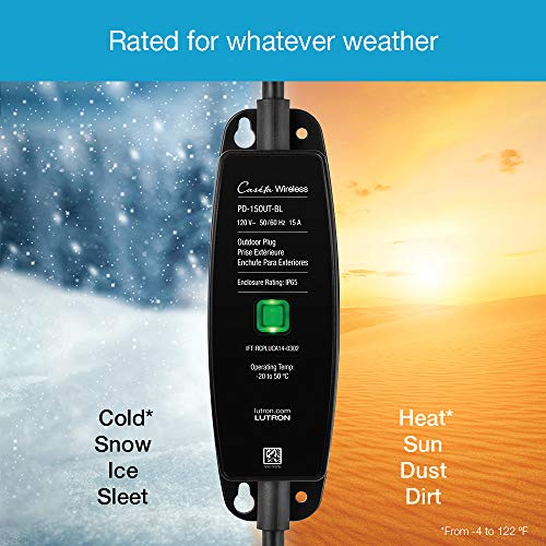 Lutron Outdoor Smart Plug for Caseta Smart Lighting, Summer Patio, Backyard Outdoor Lights & Motors, 15A LED Fixtures & 1/2 HP Motors, PD-15OUT-BL, Black - style: Smart Outdoor Plug
