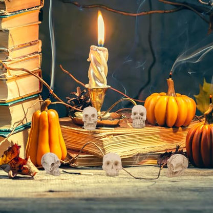 ABOOFAN 20pc Resin Mini Skulls - Halloween Skull Head Decor for Home Table & Garden