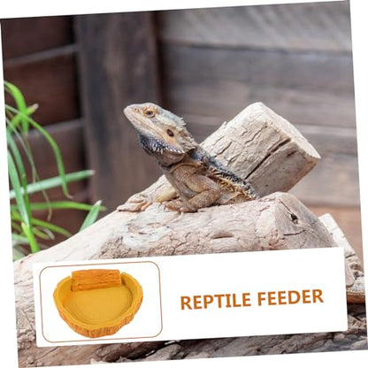HANABASS Reptile Water Bowl and Food Basin for Tortoise Lizard Non- Design Stable Structure for Feeding and Drinking for Terrarium Decor and Reptile Care