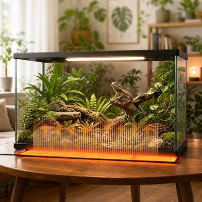 Reptile Heating Pad 6"X8" 8W with Digital Thermostat for 10-20gal Under Tank, Graphene Heating Mat for Turtle, Lizard, Frogs, Snake and Hermit Crab