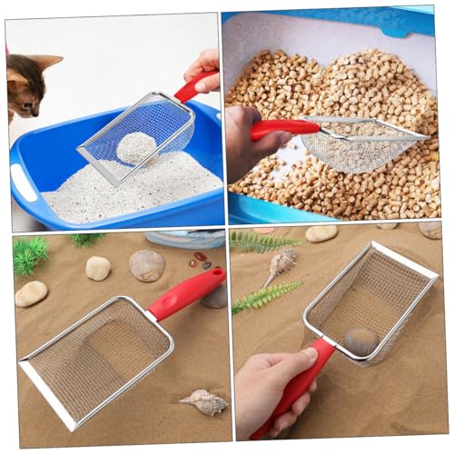 POPETPOP Stainless Steel Cat Litter Scoop Litter Sifter for Effortless Cleaning of Cat Waste and Sand Compatibility and Reptiles Mesh