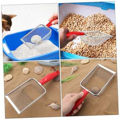 POPETPOP Stainless Steel Cat Litter Scoop Litter Sifter for Effortless Cleaning of Cat Waste and Sand Compatibility and Reptiles Mesh