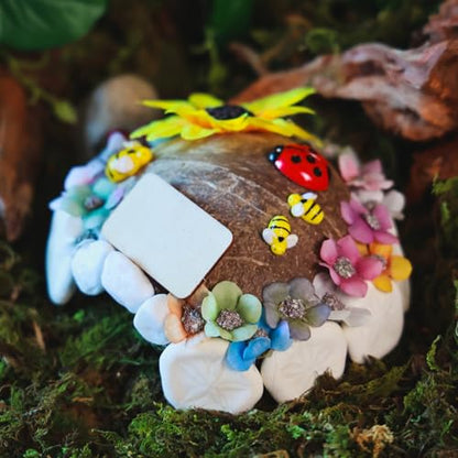 Reptile Hideouts, Handmade Handmade Reptile Home, Hide Cave for Crested Gecko, Leopard Gecko, Lizard, Snake, Crabs Hide Cave, Personalized Terrarium & Vivarium Décor（Flower） - style: Flower
