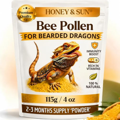 HONEY&SUN® (4oz) Organic Bee Pollen Powder – Bearded Dragon Food Topper & Reptile Vitamins, 100% Pure Natural Supplement for Healthy Skin & Color