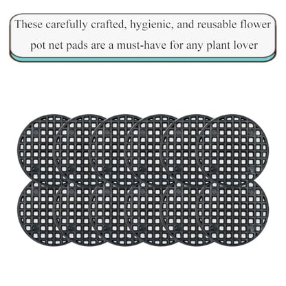 HAHIYO 20PCs 2.6Inch/6.5cm Black Round PP Plastic Flower Pot Hole Mesh Pad Bottom Grid Mat Bonsai Drainage mesh Hole Screens Gasket Prevent Soil Loss Breathable Gasket Drainage Netting for Bonsai - size: Round-2.6In-20P