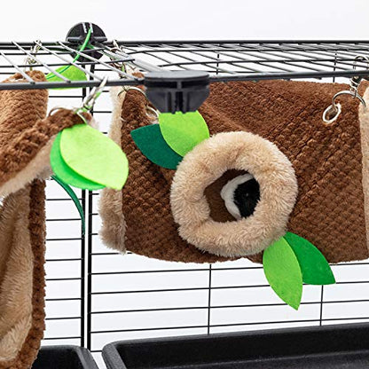 Small Animal Hammock - Hanging Hammock & Tunnel Hideout for Guinea Pig Hamster Parrot Rat Chinchilla - Warm Swing Plush Cage Bed Washable Pet Hammock - size: One Size