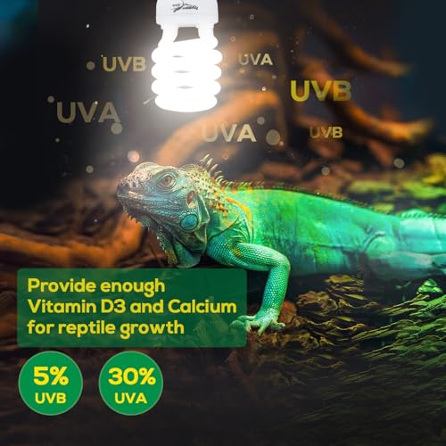 UVB Bulb for Reptiles, 5.0 26W UVB Light for Reptiles, Hygger zoo UVA UVB Reptile Light Bulb Reptile UVB Bulb UVB Light for Hermit Crab Snake Chameleon Reptile Lamp Terrarium Lamp for Tropical Reptile - size: 5.0-26W