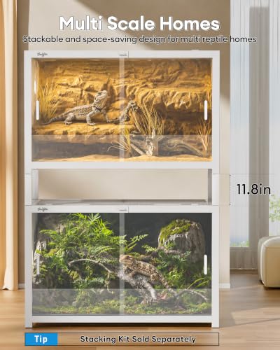 45 Gallon Reptile Tank, Gecko Reptile Enclosure (White, 45 Gallon) | Stackable ventilation 45 Gallon Gecko reptile terrariums Tank - color: White, size: 45 Gallon