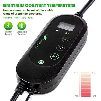 MET Certified Seedling Heat Mat with 50℉~108℉ Digital Thermostat Controller for Seed Germination (10" x 20") - size: 10" X 20" & Thermostat Controller