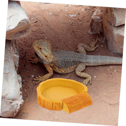 Sosoport Crawl Pets Water Basin Bark Pattern Reptile Water Dish for Lizards Turtles and Snakes Easy to Clean Non-Spill Design for Terrarium Accessories