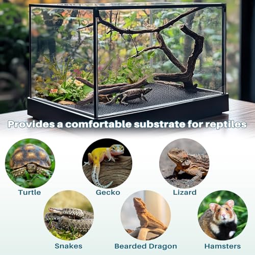 MAQIHAN 6.5 FT Reptile Substrate Mat - Reptile Carpet Mat Terrarium Bearded Dragon Tank Mat Reptile Tank Liner Bedding Accessories Substrate for Leopard Gecko Snake Tortoise Gecko Lizard (Black)