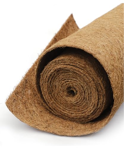 Coconut Fiber Mat, Yarrdfir 24 x 160 inch Natural Coconut Liners for planters Flower Basket, Natural Coconut Fiber mat, Garden Decoration, Animal pet pad, Reptile Carpet, Snow Mat (24 x 160) - size: 24 x 160