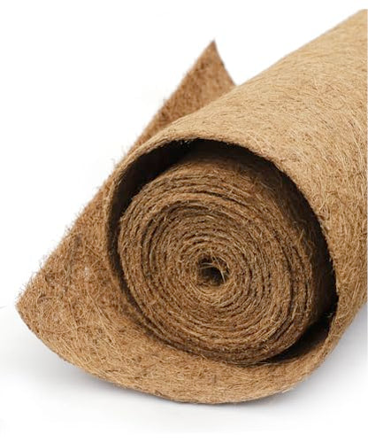 Coconut Fiber Mat, Yarrdfir 24 x 160 inch Natural Coconut Liners for planters Flower Basket, Natural Coconut Fiber mat, Garden Decoration, Animal pet pad, Reptile Carpet, Snow Mat (24 x 160) - size: 24 x 160