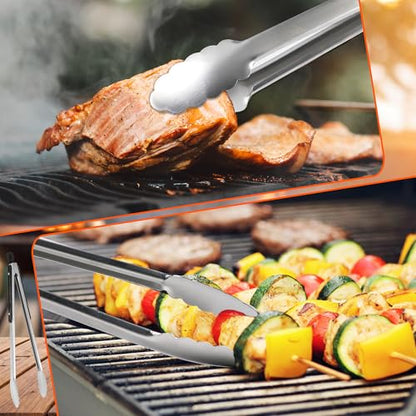 Grill Tongs, 17 Inch Extra Long BBQ Tongs, Premium Stainless Steel Metal Tongs for Cooking, Grilling, Charcoal, Barbecue/BBQ, Buffet (17", 2PCS) | For Cooking/Serving/Grilling | Heat-Resistant | Dishwasher Safe - size: 17", 2PCS