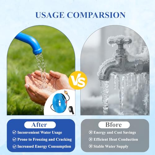 18Ft 120V Heat Cable for Pipes Freeze Protection,Self-Regulating Heating Tape for Water Pipes on Metal and Plastic Pipes, Frost Protection for RV, Drain, Sewer,Keeps Water Flowing at -40°F - style: 18ft
