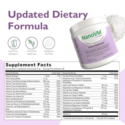 1-3 Years, Allergen-Free Multivitamin for Kids, Unflavored Dietary Supplement, Powdered Supplement with 14 Vitamins & 13 Minerals, Low-Carbohydrate Toddler Vitamins, 275g - Solace Nutrition - style: 1-3