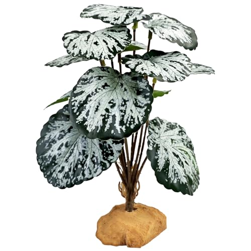 Woyrise Reptile Artificial Plants for Terrarium Decor, Amphibian Habitat Decorations Bearded Dragon Tank Accessories fit Crested Gecko Leopard Lizard Chameleon Snake Frog - Fake Spots Heuchera - color: H-spots Heuchera