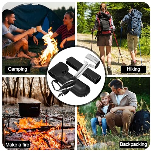 Survival Settlers Tool Bushcraft Hand Auger Wrench Scotch Eye Wood Drill Manual Drill Wrench Bushcraft Survival Tool with Leather Pouch and Hook for Outdoor Camping Bushcrafting Backpacking (Black) - color: Black