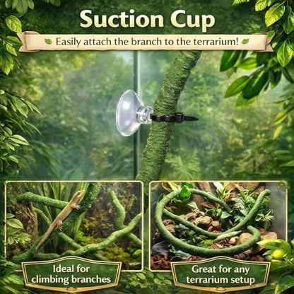 Reptile Plants 10 Pcs Terrarium Hanging Plant Vines Jungle Climbing Vines Tank Accessories Decorations with Suction Cups for Bearded Dragon Lizard Snake Geckos Chameleon
