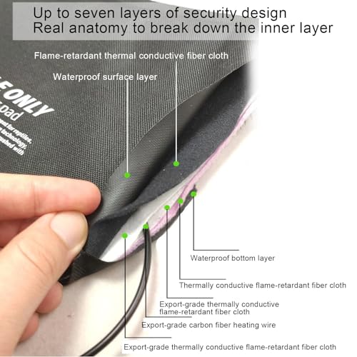 Medium Reptile Heating Pad USB Powered 45℃ Constant Temperature Mat Water Safe Flame Retardant 7 Layer Safety Design for Reptile Snake Leopard Gecko Turtle (M) - size: M