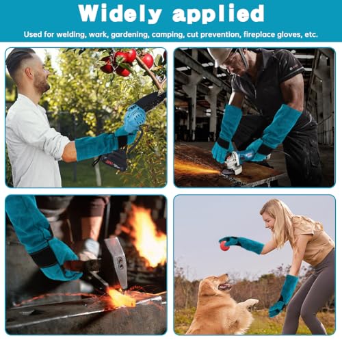 Bite Proof Animal Handling Gloves, Cat Gloves Pet Leather Glove Cat Scratch with Pet Comb, Multipurpose for Rose Pruning, Gardening, Pets Grooming