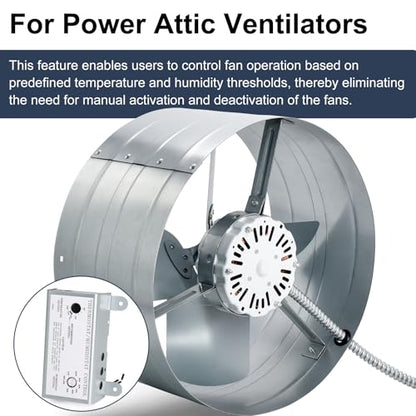 Criditpid Attic Fan Adjustable Thermostat & Humidistat Controller Box for Powered Attic Ventilators Fan- Replacement Temperature Humidity Controller.