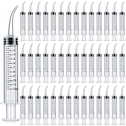 Zhengmy 100 Pack Dental Syringe with Curved Tip 12ml Disposable Irrigation Dental Syringe for Tonsil Stones Squirt Liquid Injection Mouthwash Cleaner Oral Tooth Care(with Capacity Scale) - style: With Capacity Scale