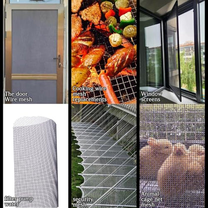 Wire Mesh Roll 20 Mesh 304 Stainless Steel Woven Wire Screen Mesh Never Rust，Pest Rat Mesh for Preventing Rats Squirrel and Mouse Access 11.8 in X 9.84 Ft TXZWJZ (Black) - color: Black