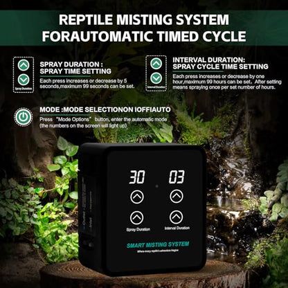 MECESOR Automatic Reptile Mister Humidifier with Timer,Programmable Terrarium Reptile Mister System for Chameleons, Snakes,Frogs,Turtles & Lizards - Smart Spray Control