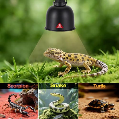 5.5in Deep Dome Reptile Lamp 150w,Dome Reptile Heat Lamp Fixture 150w with Switches Fit for Reptile Heat Bulb uvb，Reptile Heat Lamp Domee 150ww for Amphibian Reptile for Turtles Snake - style: 5.5inch High Reflective