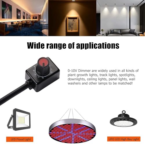 2Pack DC0/1-10V Knob LED Dimmer Mini Controller Rotary Switch Low Voltage Passive PWM Dimming Off for 0-10V / 1-10V Dimmable LED Drivers Electronic Ballasts Controling Interior Light Grow Lamp