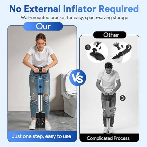 Granarbol High Pressure Toilet Plunger, Air Drain Blaster with Real-Time Gauge,Heavy Duty Toilet Auger & Drain Snake-Clog Remover for Toilets, Sinks, Floor Drains (Blue) - color: Blue
