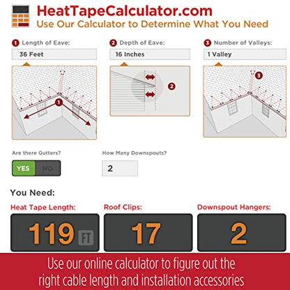 RADIANT SOLUTIONS HeatTapePro - Intelligent Commercial Grade Self-Regulating Heat Cable with GlowCap™ - 10 YR warranty - Ice Dam & Pipe Freeze Protection - 12 ft cable + 10 Ft Cord, 120V, 6 watts/Ft - style: Heat Tape Pro (12 FT)