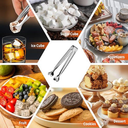 Serving Tongs, Anytrp 12-Packs Stainless Steel Sugar Tong, 5.3inch Small Tongs for Serving Food, Appetizers, Buffets, Coffee Bar, Kitchen, Tea Party, Desserts Party and Ice Bucket - color: Silver, size: 5.3inch