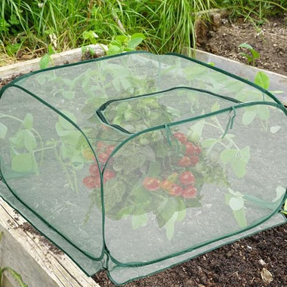 35" x 35" x 27.5" Pop Up Mesh Plant Cover, Foldable Plant Protector Mesh Plant Enclosure, Garden Net Cage Guard Cover with 4 Ground Stakes for Protecting Plant Vegetable Fruit from Birds Insects - color: 1 Pc