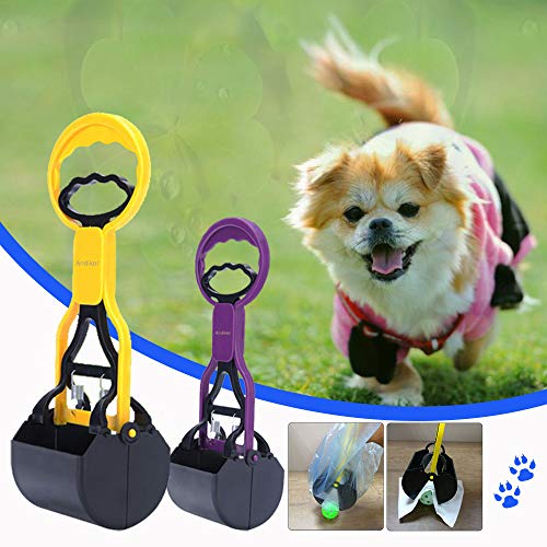 Andiker Pooper Scooper for Pets, Portable Pet Waste Scooper, Dog Jaw Scoop with Long Handle for Pet Waste Pick Up(Blue) - color: blue