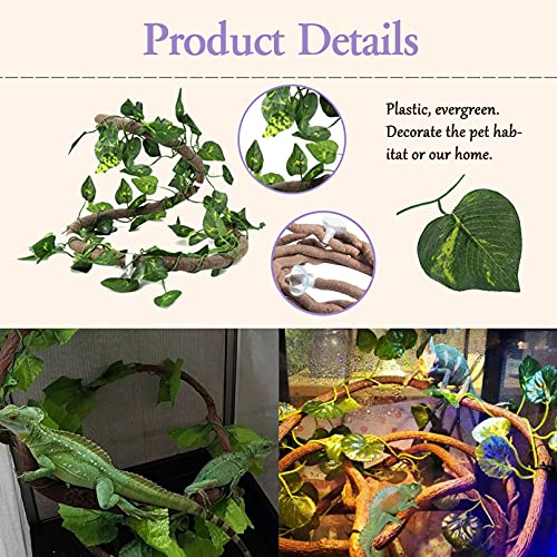 Tfwadmx Reptile Hideout, Tortoise Hide Cave, Turtle Hideout with Bendable Vines Leaves, Resin Rock Cave Habitat Hidden for Turtles Tortoise Bearded Dragons Lizards Geckos Snakes
