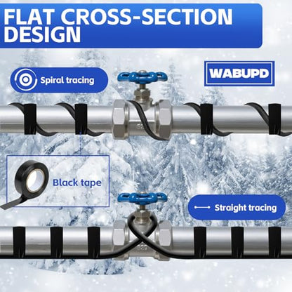 3FT-200FT Heat Tape for Water Pipes, -40°F Deicing Pipe Heat Cable,Electric Heating Cable Pipe,Frezze Protection for Heat Trace Cable for Metal, Plastic Home Pipes,Gutter,120V 5W/ft（3FT） - size: 3FT