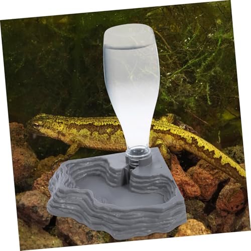Reptile Turtle Feeder,Water Feeder Automatic Water Dispenser Waterer Feeding for Turtle Dragons Lizards Geckos for Terrarium Reptile Food Bowl Tank Lizard (Grey)