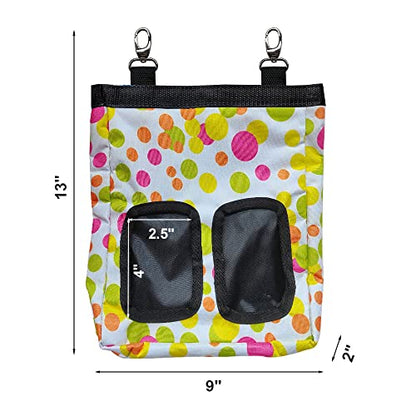 Guinea Pig Hay Feeder, Hanging Rabbit Hay Feeder Bag for Guinea Pigs Bunnies Chinchillas. M, Colorful Dots - color: Colorfuldots