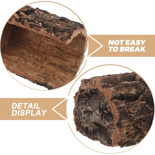 Reptile Hide Cave - Natural Cork Bark Lizard Hideout - Arched Tree Bark Tunnel for Gecko Turtle Snake Hermit Crab Climbing and Resting 6x4'' - size: 15.00X11.00X8.00CM
