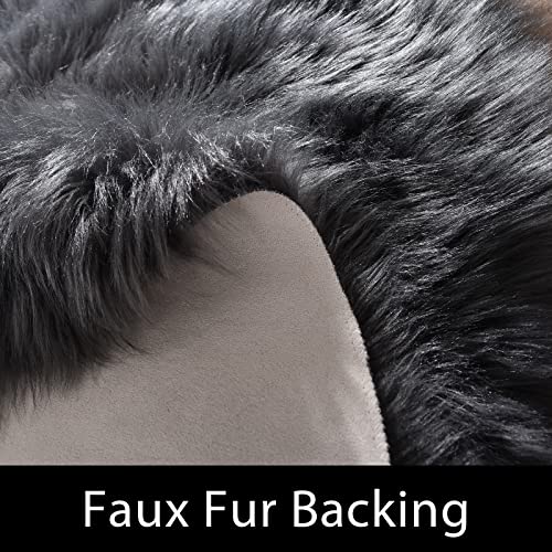 Latepis Dark Gray 2x5 Rug Runner Shaggy Machine Washable Faux Fur Rug Fluffy Shag Rugs for Living Room Bedroom Throw Rugs Room Runner - color: Dark Grey, size: 2' x 5' (Runner)