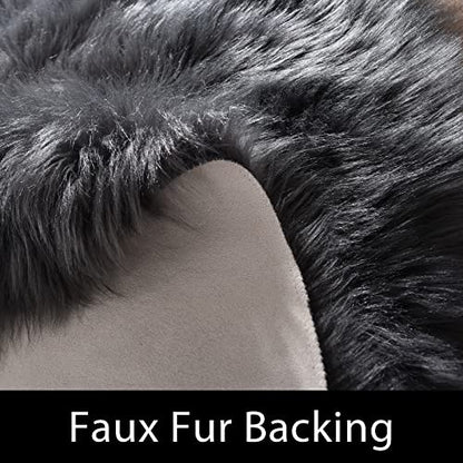 Latepis Dark Gray 2x5 Rug Runner Shaggy Machine Washable Faux Fur Rug Fluffy Shag Rugs for Living Room Bedroom Throw Rugs Room Runner - color: Dark Grey, size: 2' x 5' (Runner)