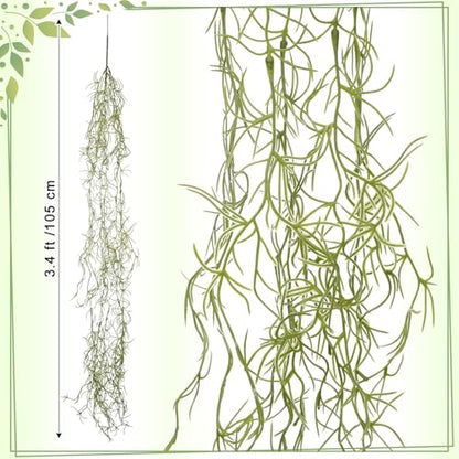 Giegxin Spanish Moss 41'' Fake Hanging Succulents Faux Moss Artificial Succulent Plants Vines Hanging Plants Swamp Decoration Potted Artificial Garland(Grayish Green,12 Pack) - color: Grayish Green