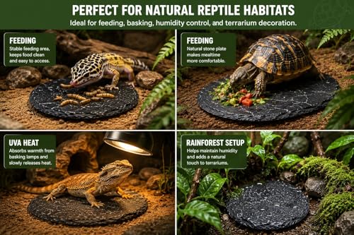 Natural Slate Reptile Basking Platform Feeding Stone for Tortoise Gecko Terrarium Decor(Rectangular Plate) - size: RECTANGULAR PLATE