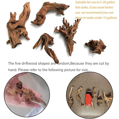 Tfwadmx 5PCS Aquarium Driftwood Branches 4''-7.8'' Reptiles Trunk Natural Wood Fish Tank Decoration Plant Stump Ornament Decor Assorted